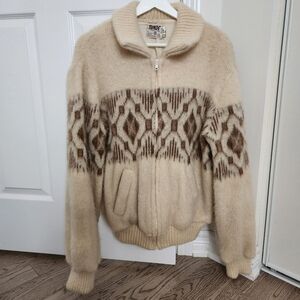 Vintage TUNDRA zip-front wool cardigan Large